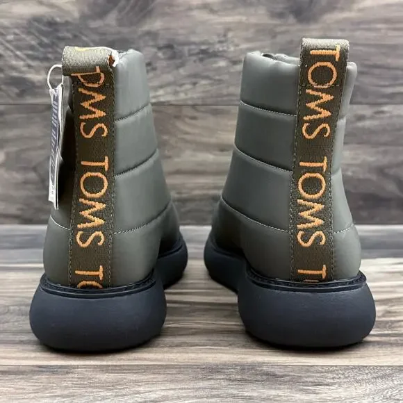 NIB TOMS 9 Alpargata Mallow Puffer Tarmac Olive Repreve Ankle Boots Bootie - Picture 9 of 11